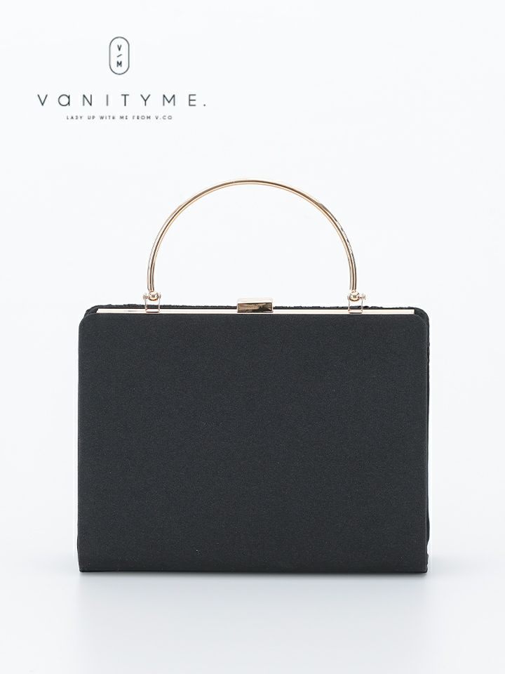 haremode ハレモード フォーマル プリーツ メタルハンド パーティーバッグ ベージュ・シルバー・ブラック vim-am-5073