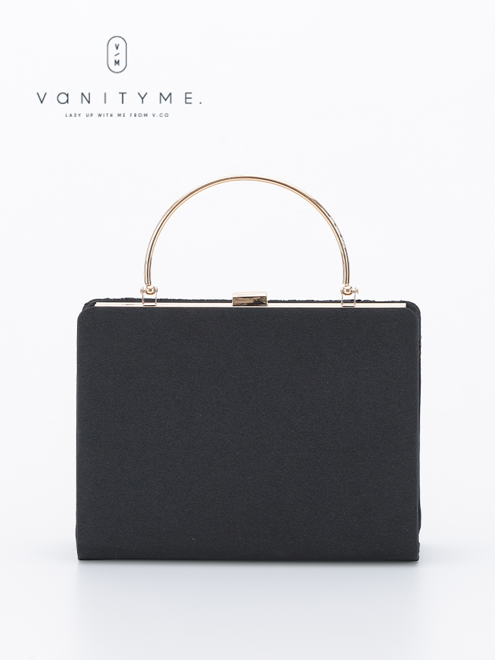 haremode ハレモード フォーマル プリーツ メタルハンド パーティーバッグ ベージュ・シルバー・ブラック vim-am-5073