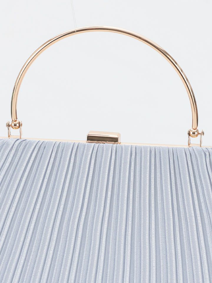 haremode ハレモード フォーマル プリーツ メタルハンド パーティーバッグ ベージュ・シルバー・ブラック vim-am-5073