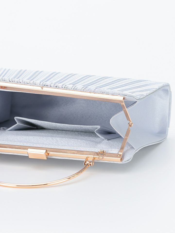 haremode ハレモード フォーマル プリーツ メタルハンド パーティーバッグ ベージュ・シルバー・ブラック vim-am-5073