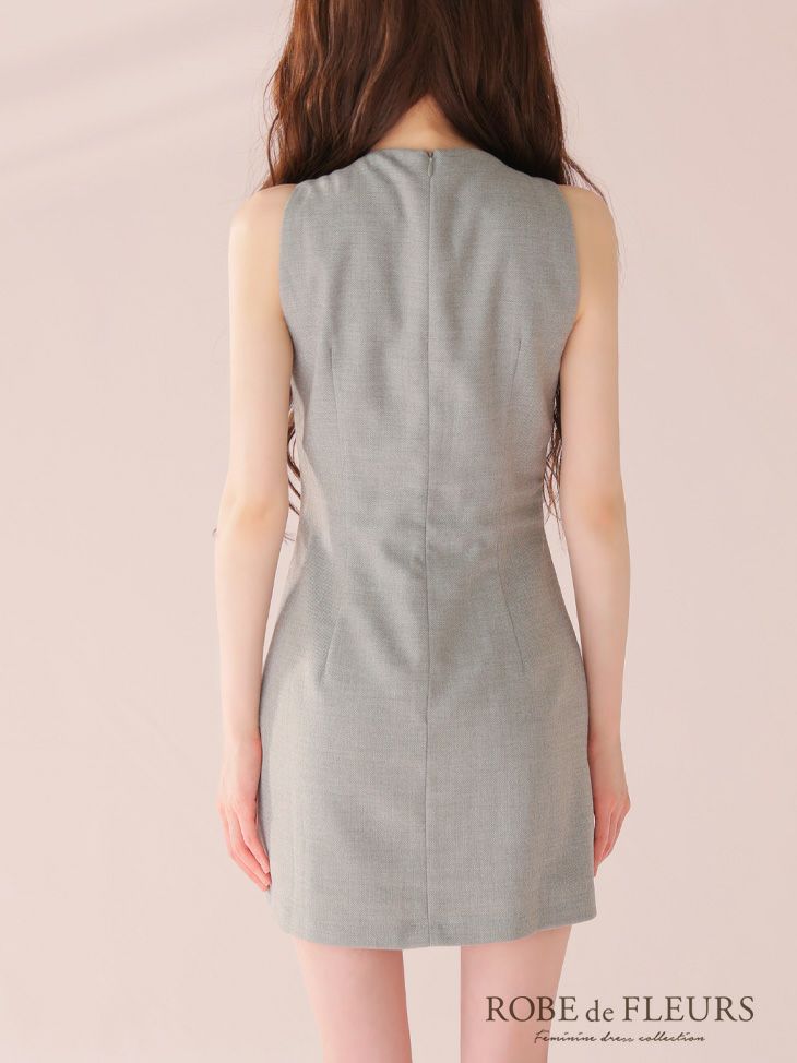 ROBE de FLEURS ローブドフルール リボンビジューノースリーブタイトミニキャバドレス fm4214