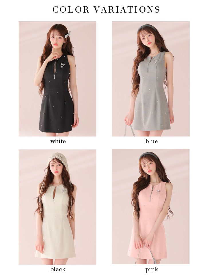 ROBE de FLEURS ローブドフルール リボンビジューノースリーブタイトミニキャバドレス fm4214