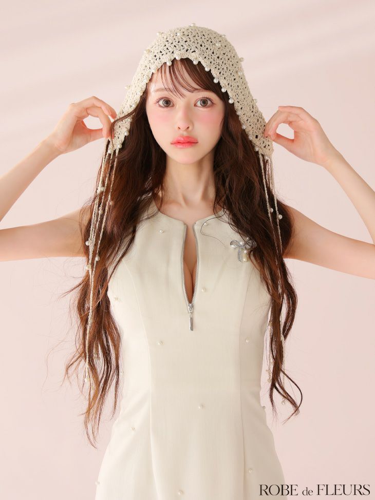 ROBE de FLEURS ローブドフルール リボンビジューノースリーブタイトミニキャバドレス fm4214-c