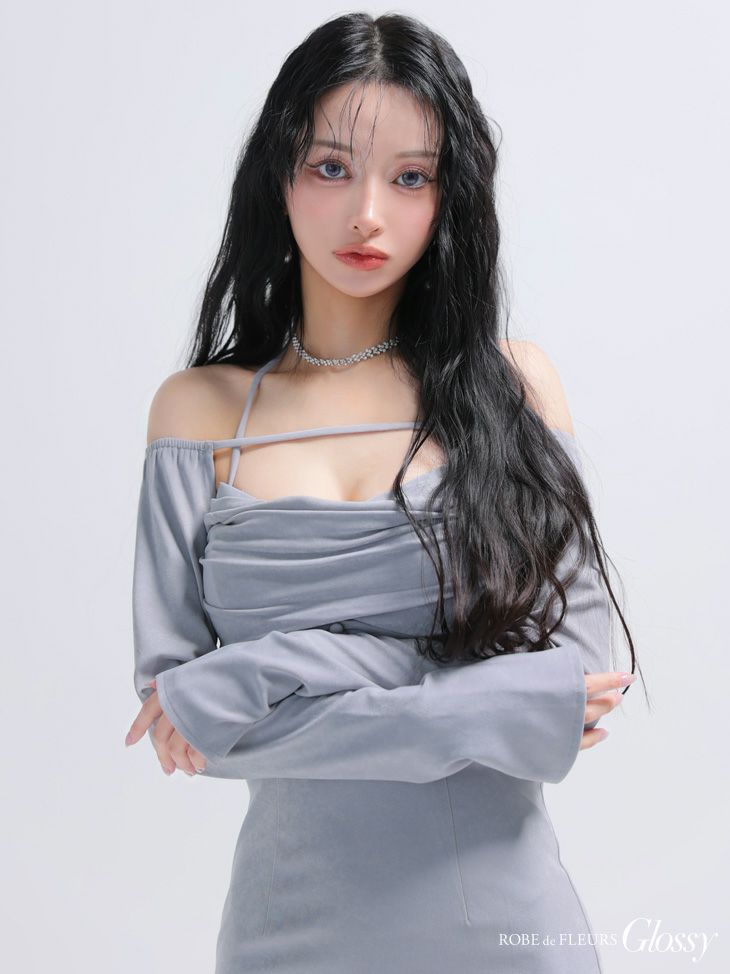 Glossy ローブドフルールグロッシー ボレロスエードホルタータイトミニキャバドレス gl3938-c