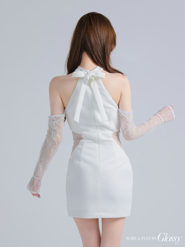 Glossy ローブドフルールグロッシー レースベアチョーカータイトミニキャバドレス 【袖取り外し可能】 gl4100-c