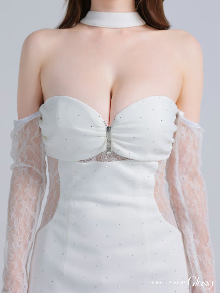 Glossy ローブドフルールグロッシー レースベアチョーカータイトミニキャバドレス 【袖取り外し可能】 gl4100-c