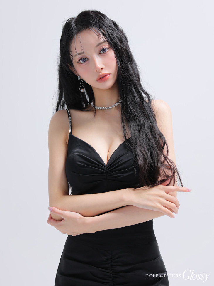 Glossy ローブドフルールグロッシー サテンレースマーメイドセットアップロングキャバドレス gl4110-c