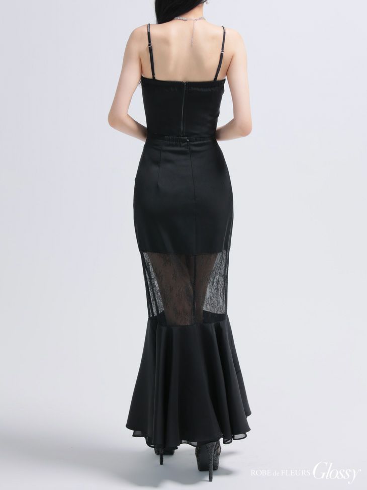 Glossy ローブドフルールグロッシー サテンレースマーメイドセットアップロングキャバドレス gl4110-c