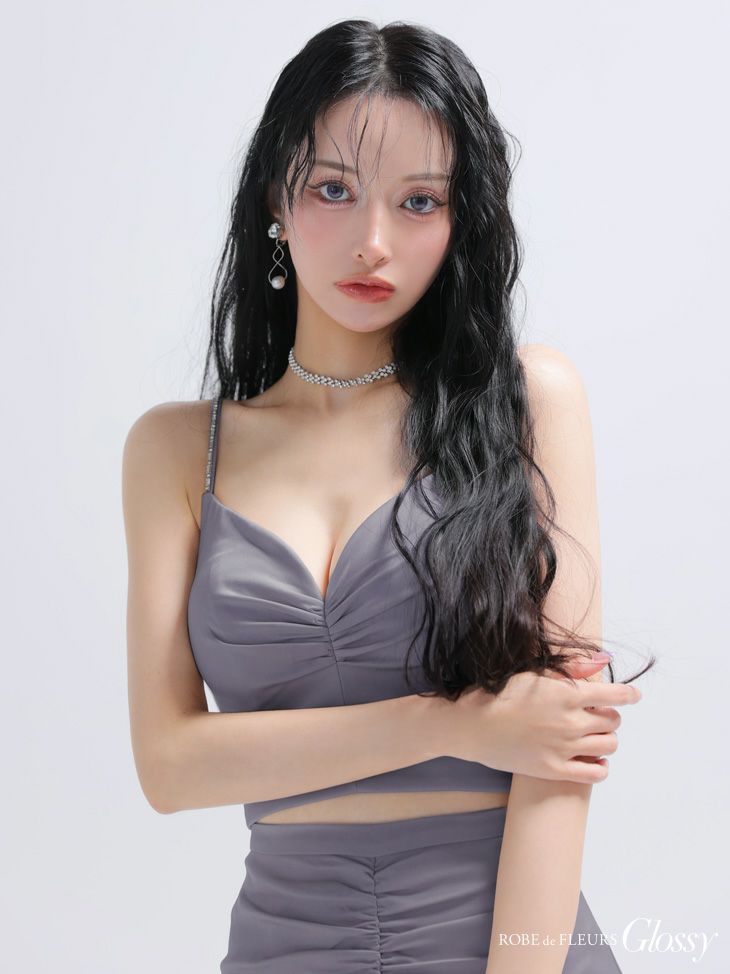 Glossy ローブドフルールグロッシー サテンギャザーセットアップタイトミニキャバドレス gl4130-c