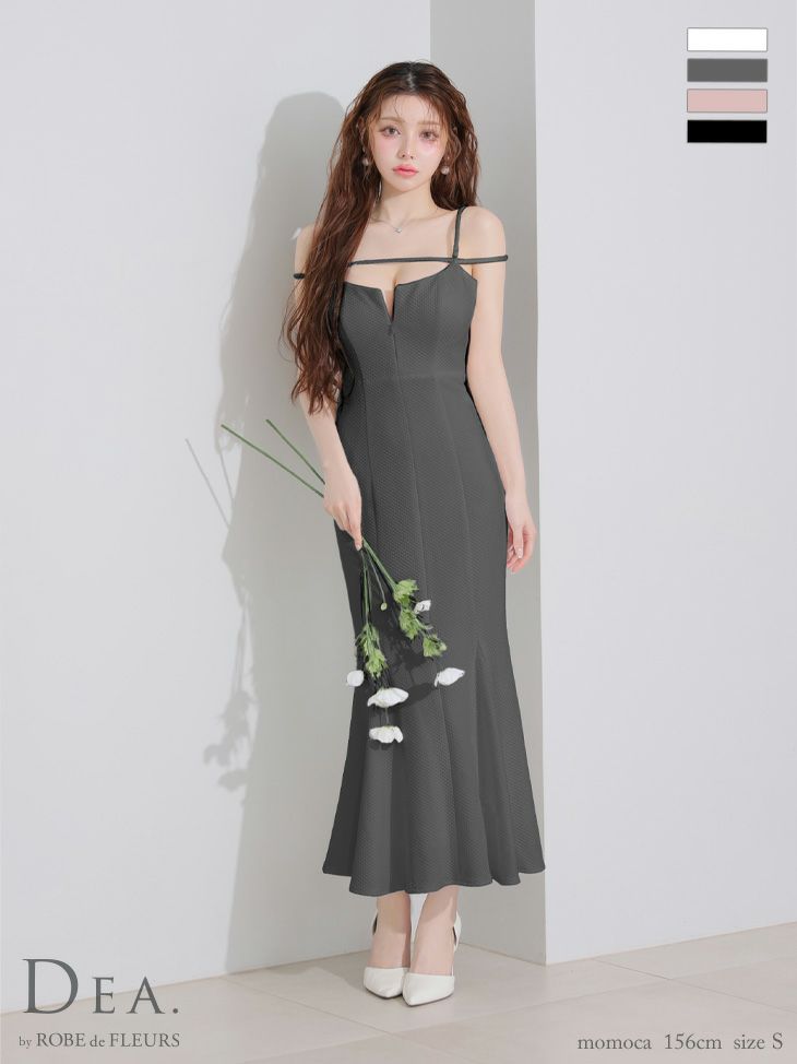 DEA. ディア バイ ローブドフルール デコルテラインストレッチキルティングマーメイドキャバドレス de4215