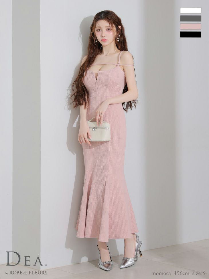 DEA. ディア バイ ローブドフルール デコルテラインストレッチキルティングマーメイドキャバドレス de4215