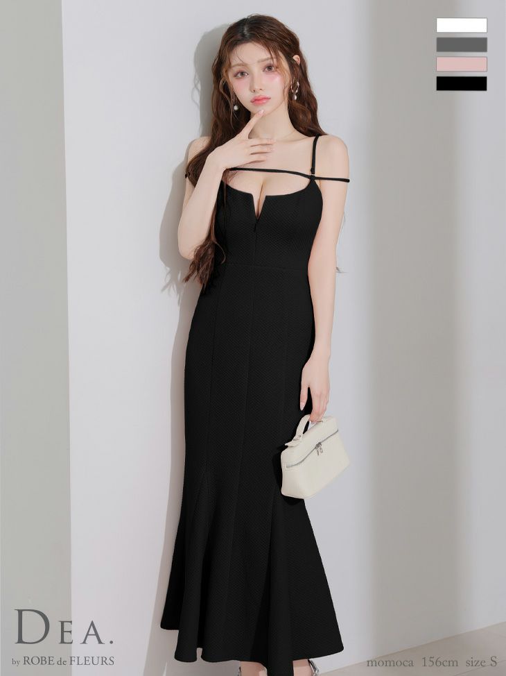 DEA. ディア バイ ローブドフルール デコルテラインストレッチキルティングマーメイドキャバドレス de4215