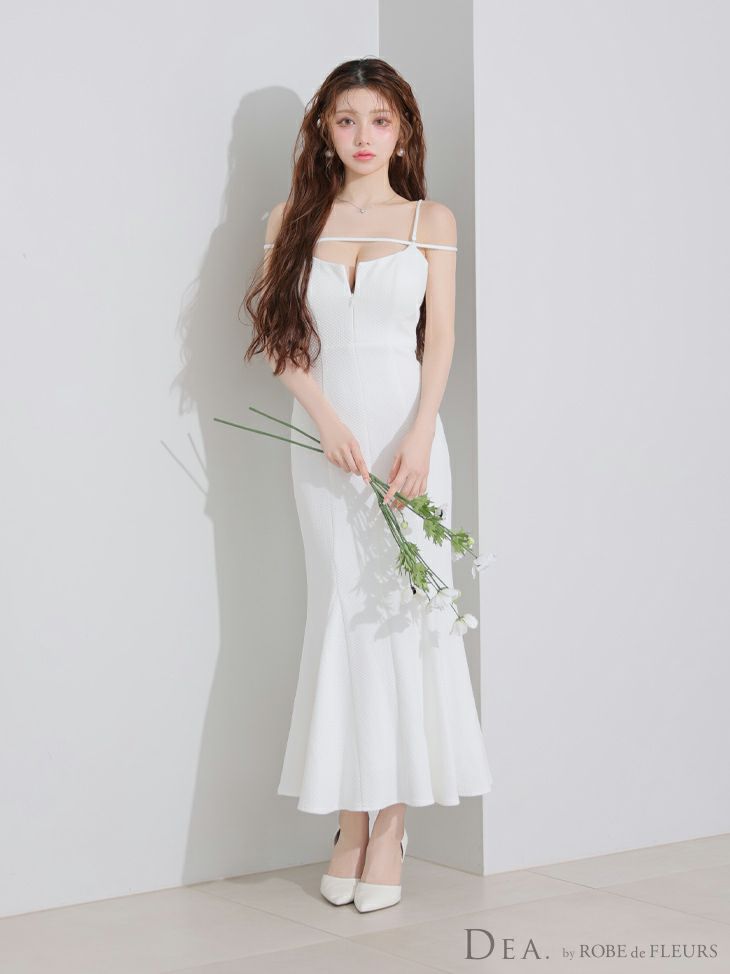 DEA. ディア バイ ローブドフルール デコルテラインストレッチキルティングマーメイドキャバドレス de4215