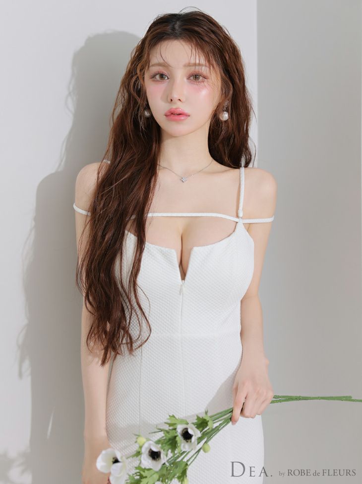 DEA. ディア バイ ローブドフルール デコルテラインストレッチキルティングマーメイドキャバドレス de4215