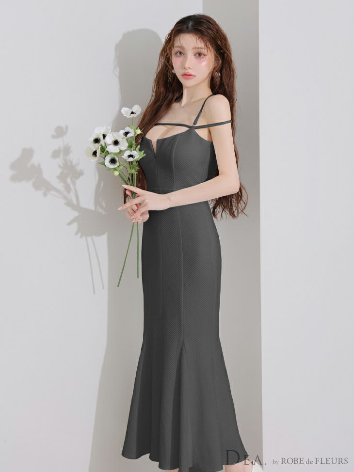 DEA. ディア バイ ローブドフルール デコルテラインストレッチキルティングマーメイドキャバドレス de4215