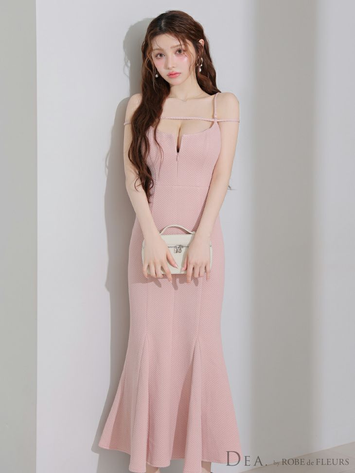 DEA. ディア バイ ローブドフルール デコルテラインストレッチキルティングマーメイドキャバドレス de4215