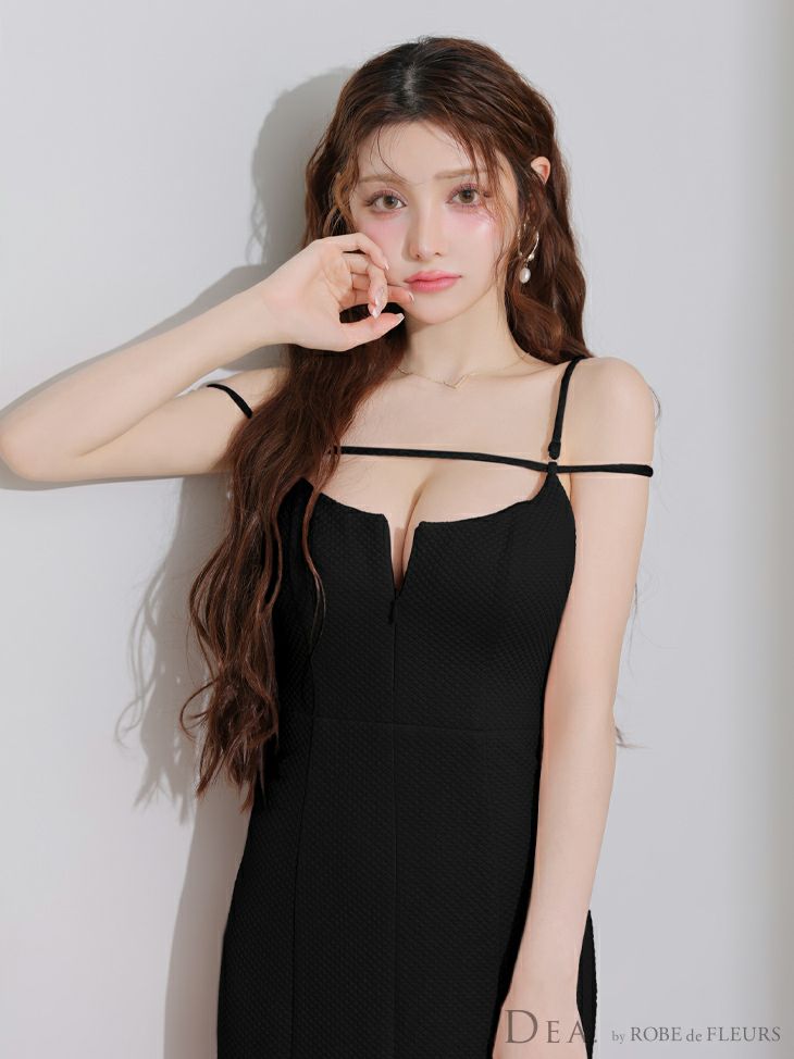 DEA. ディア バイ ローブドフルール デコルテラインストレッチキルティングマーメイドキャバドレス de4215