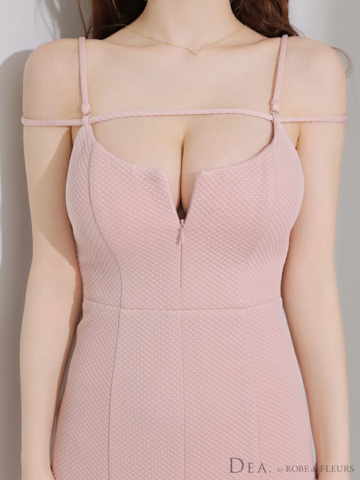 DEA. ディア バイ ローブドフルール デコルテラインストレッチキルティングマーメイドキャバドレス de4215