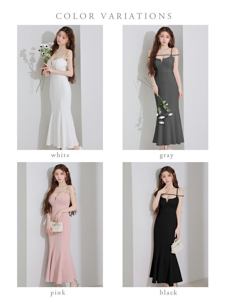 DEA. ディア バイ ローブドフルール デコルテラインストレッチキルティングマーメイドキャバドレス de4215