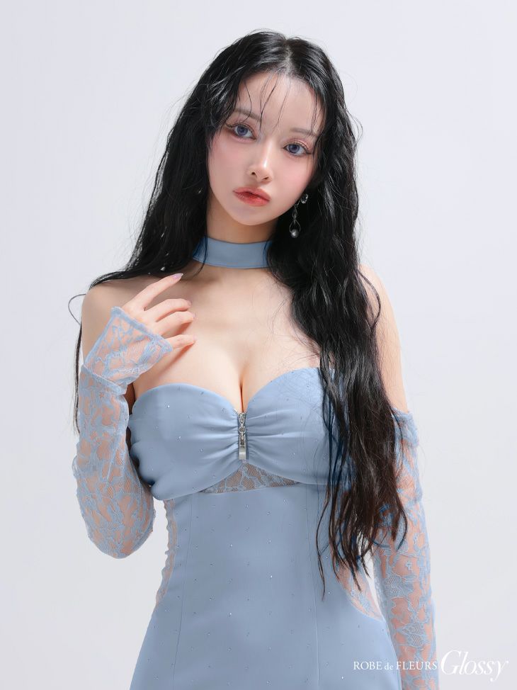 Glossy ローブドフルールグロッシー レースベアチョーカータイトミニキャバドレス 【袖取り外し可能】 gl4100