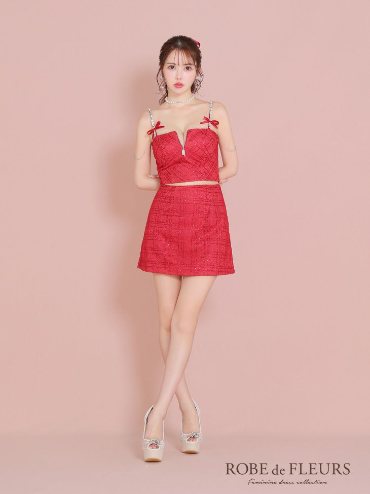 ROBE de FLEURS ローブドフルール スパンコール×刺繍レースセットアップキャミドレス fm3415