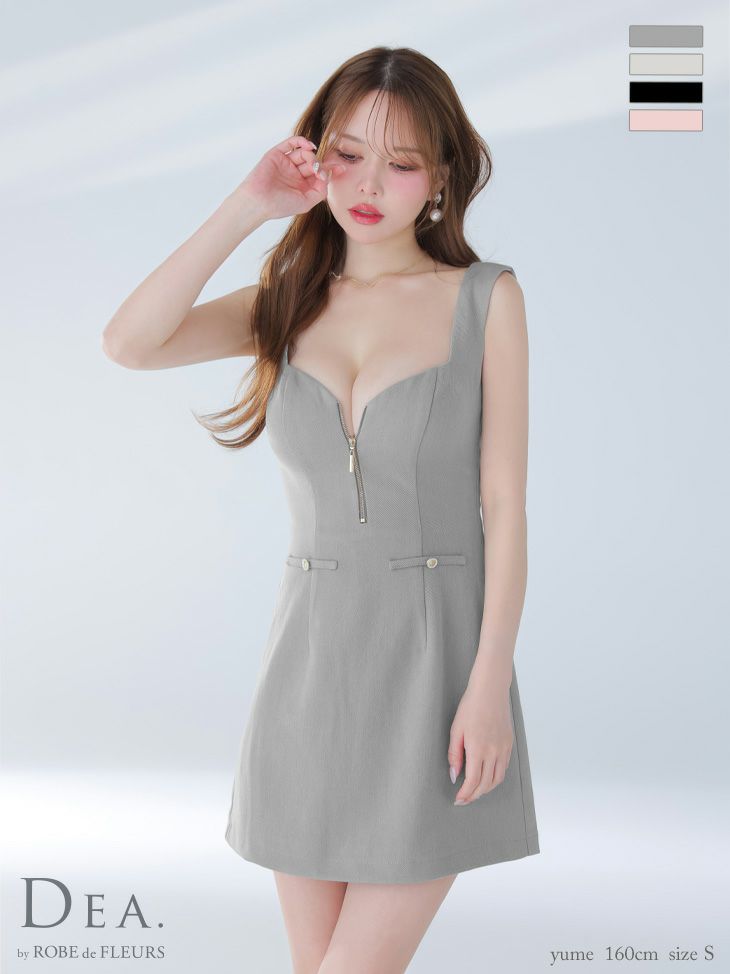 DEA. ディア バイ ローブドフルール ノースリーブバストジップシンプルミニキャバドレス de4211