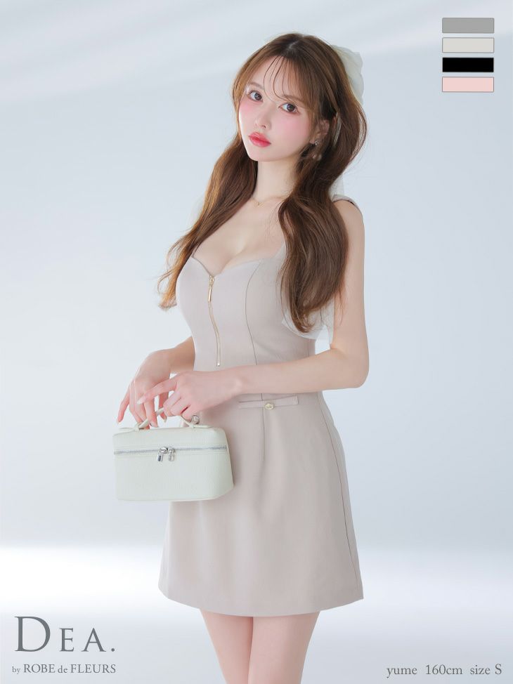 DEA. ディア バイ ローブドフルール ノースリーブバストジップシンプルミニキャバドレス de4211