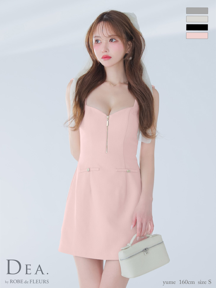 DEA. ディア バイ ローブドフルール ノースリーブバストジップシンプルミニキャバドレス de4211