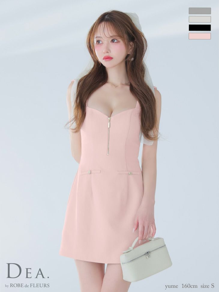 DEA. ディア バイ ローブドフルール ノースリーブバストジップシンプルミニキャバドレス de4211