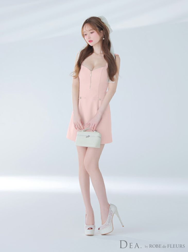 DEA. ディア バイ ローブドフルール ノースリーブバストジップシンプルミニキャバドレス de4211