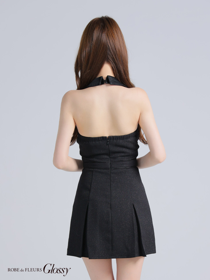 Glossy ローブドフルールグロッシー 襟付きレイヤードデザインフレアミニキャバドレス gl3937-c