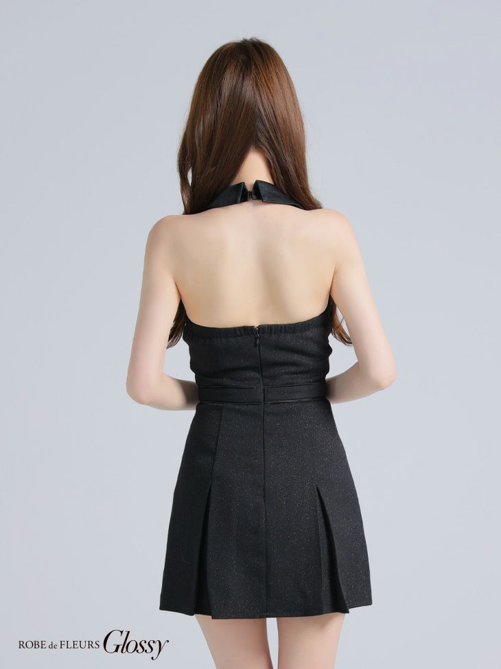 Glossy ローブドフルールグロッシー 襟付きレイヤードデザインフレアミニキャバドレス gl3937-c