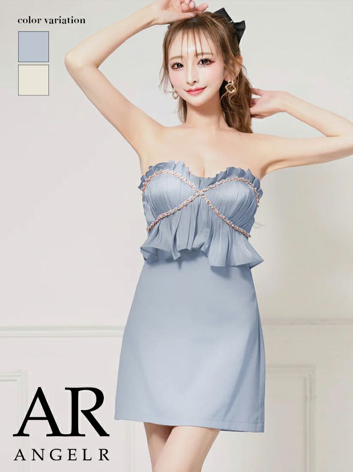 AngelR エンジェルアール ベアトップクロスショルダーキャミソール3wayバストタックセミフレアマイクロミニドレス ar25836-ks
