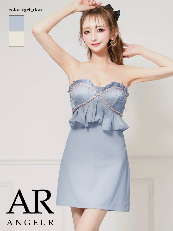 AngelR エンジェルアール ベアトップクロスショルダーキャミソール3wayバストタックセミフレアマイクロミニドレス ar25836-ks