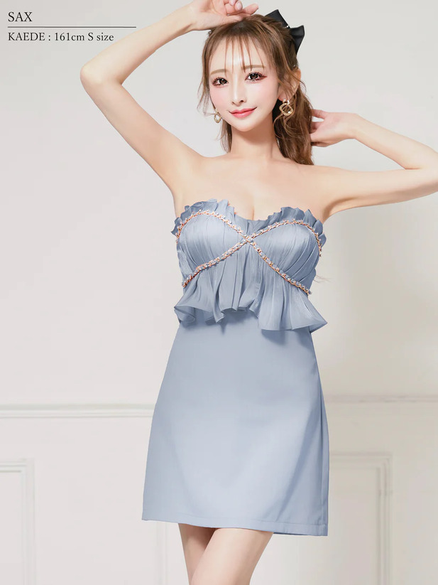 AngelR エンジェルアール ベアトップクロスショルダーキャミソール3wayバストタックセミフレアマイクロミニドレス ar25836-ks