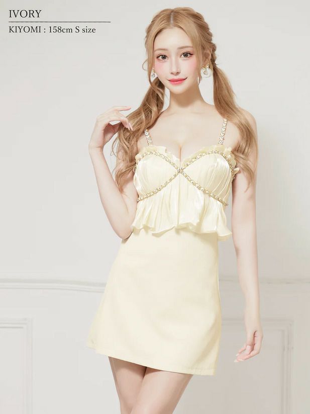 AngelR エンジェルアール ベアトップクロスショルダーキャミソール3wayバストタックセミフレアマイクロミニドレス ar25836-ks