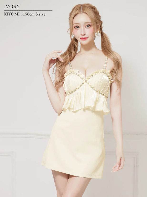 AngelR エンジェルアール ベアトップクロスショルダーキャミソール3wayバストタックセミフレアマイクロミニドレス ar25836-ks