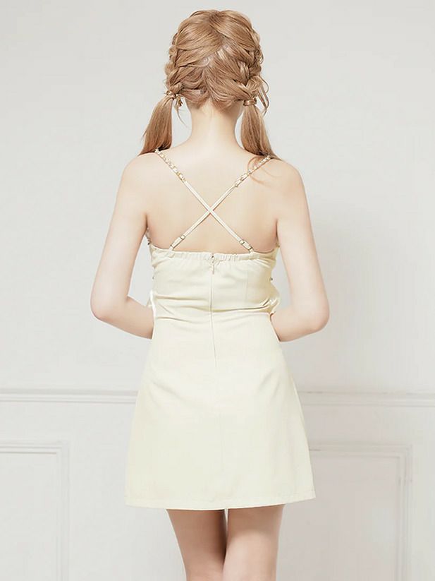 AngelR エンジェルアール ベアトップクロスショルダーキャミソール3wayバストタックセミフレアマイクロミニドレス ar25836-ks