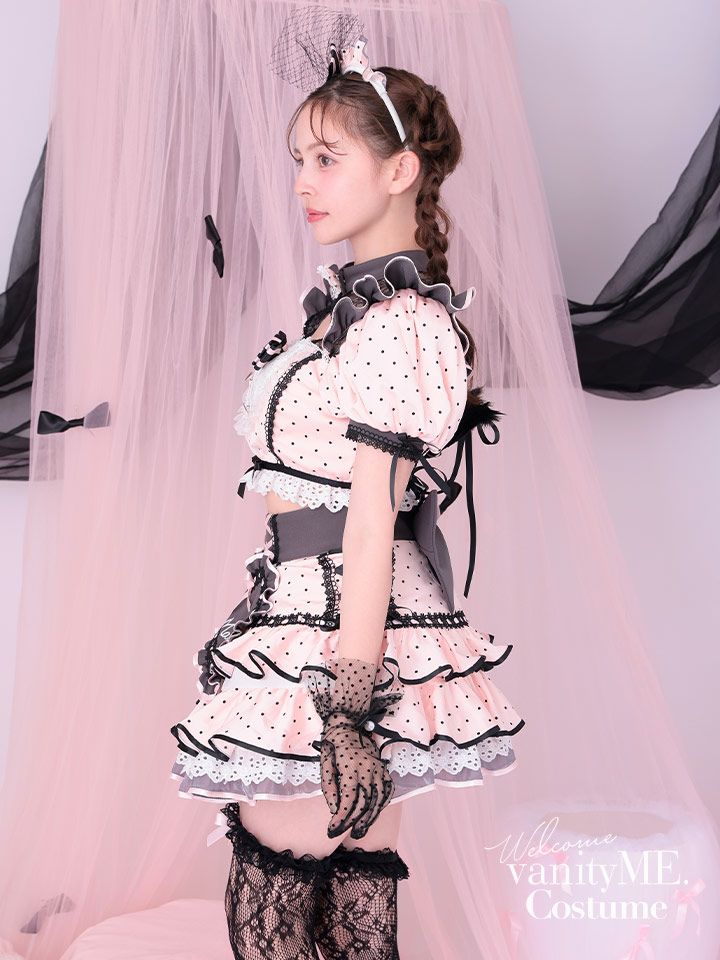 【12点セット】vanityME. × Malymoon ベイビーフリルドットメイド [ブラック×ピンク] mlcs25040-1
