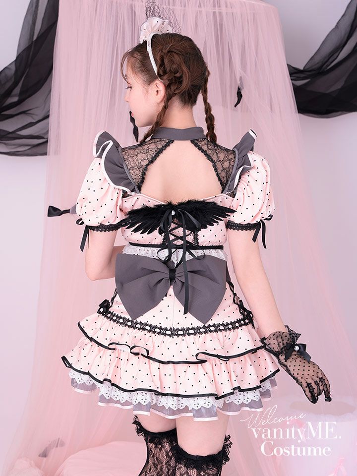 【12点セット】vanityME. × Malymoon ベイビーフリルドットメイド [ブラック×ピンク] mlcs25040-1
