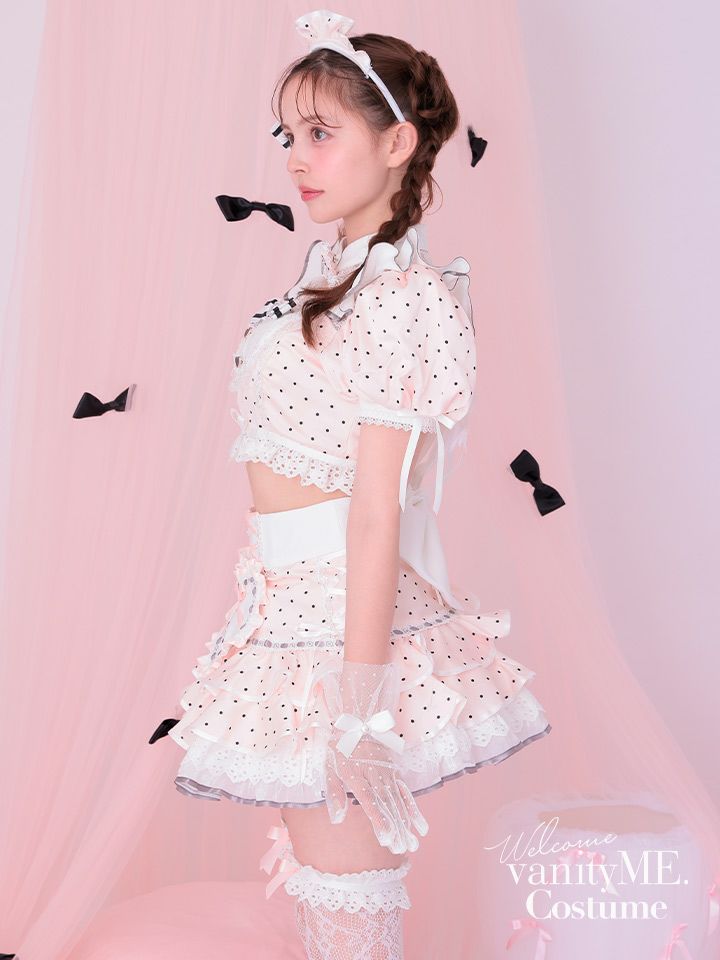 【12点セット】vanityME. × Malymoon ベイビーフリルドットメイド [ホワイト×ピンク] mlcs25040-2