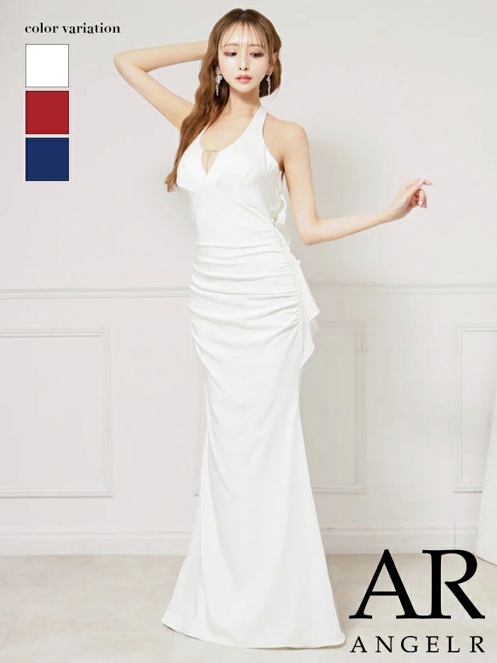 AngelR エンジェルアール バストタックバックオープンリボンデザインマーメイドタイトロングドレス ar25233-ks