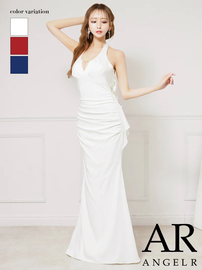 AngelR エンジェルアール バストタックバックオープンリボンデザインマーメイドタイトロングドレス ar25233-ks