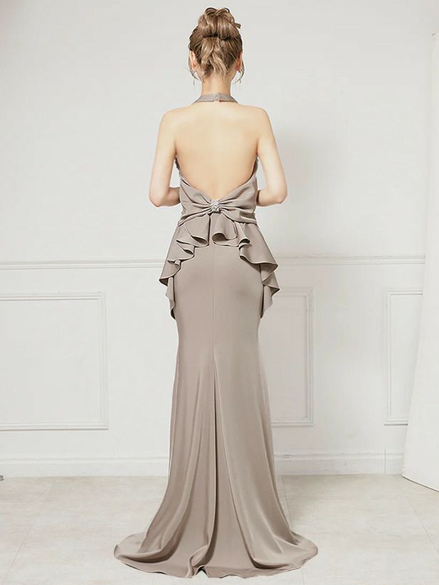 AngelR エンジェルアール バストタックバックオープンリボンデザインマーメイドタイトロングドレス ar25233-ks