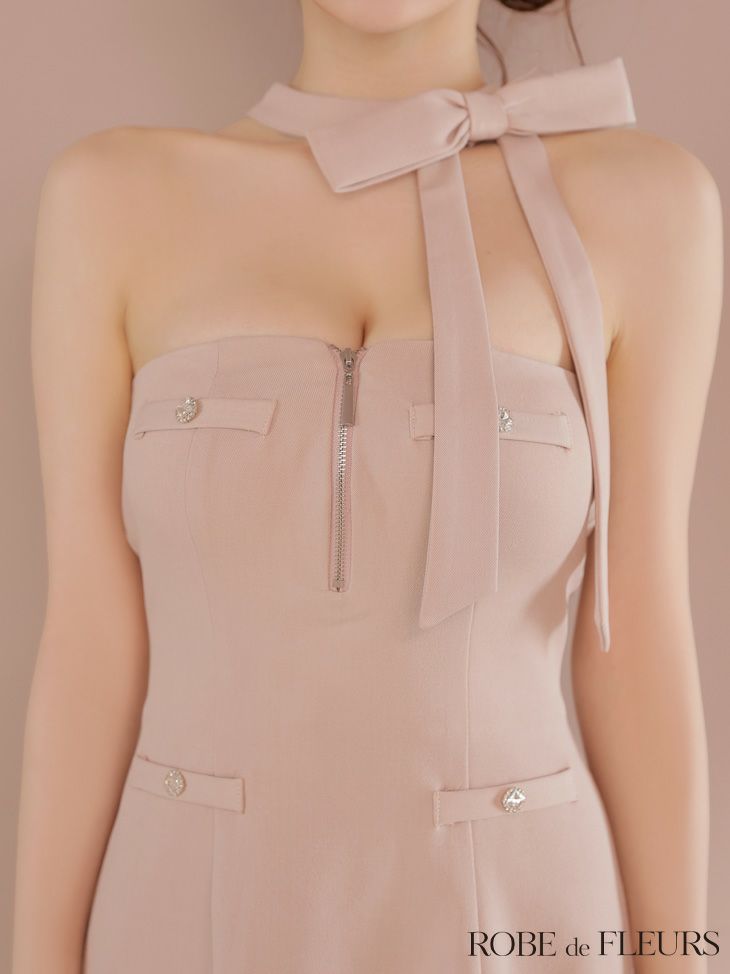 ROBE de FLEURS ローブドフルール 2wayネックリボンバストジップミニキャバドレス fm4111-c
