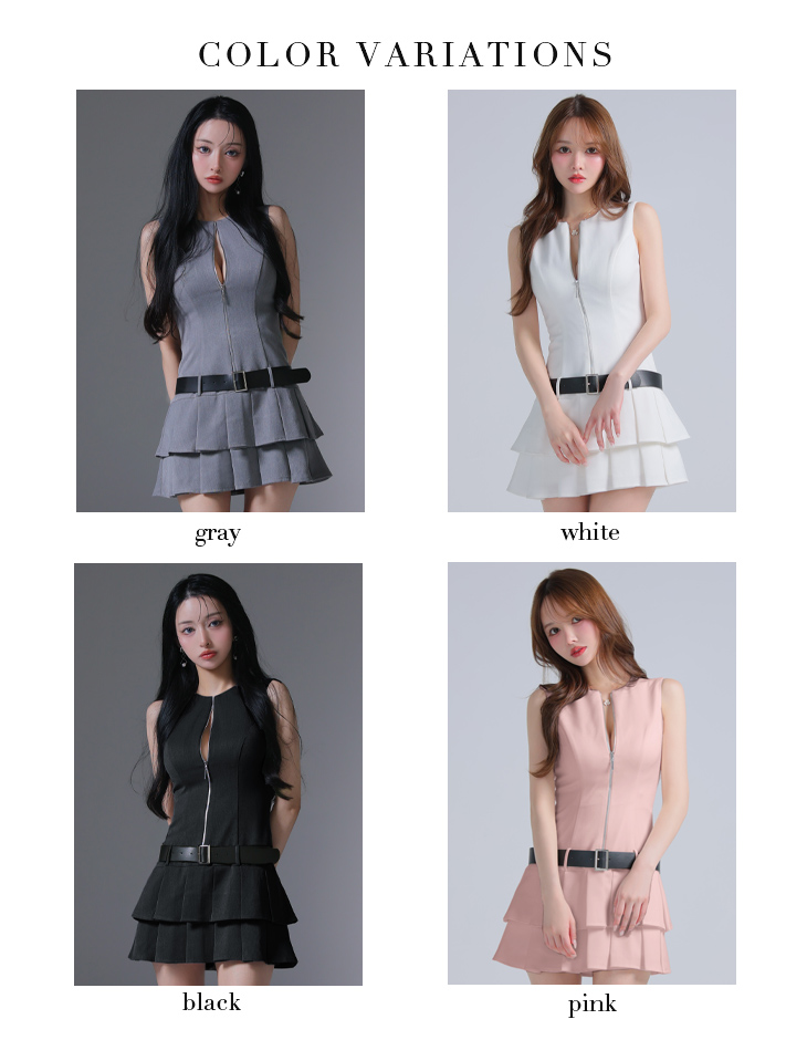 Glossy ローブドフルールグロッシー ベルト付きノースリーブセンタージップフレアミニキャバドレス gl4307-c