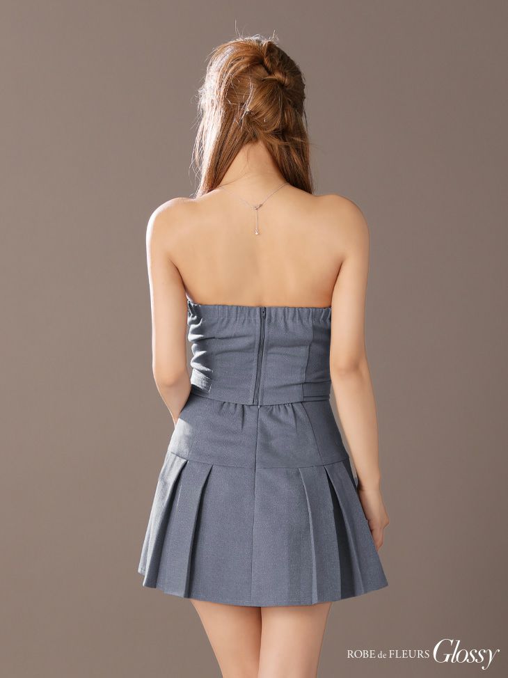 Glossy ローブドフルールグロッシー センタージップベルトセットアッププリーツミニキャバドレス gl3943-c