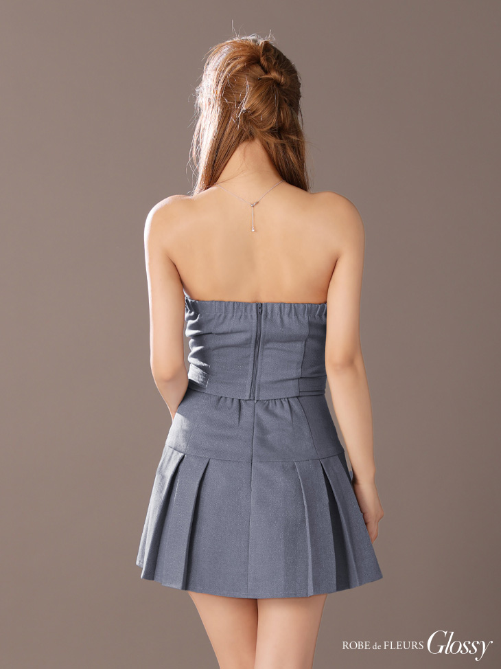 Glossy ローブドフルールグロッシー センタージップベルトセットアッププリーツミニキャバドレス gl3943-c