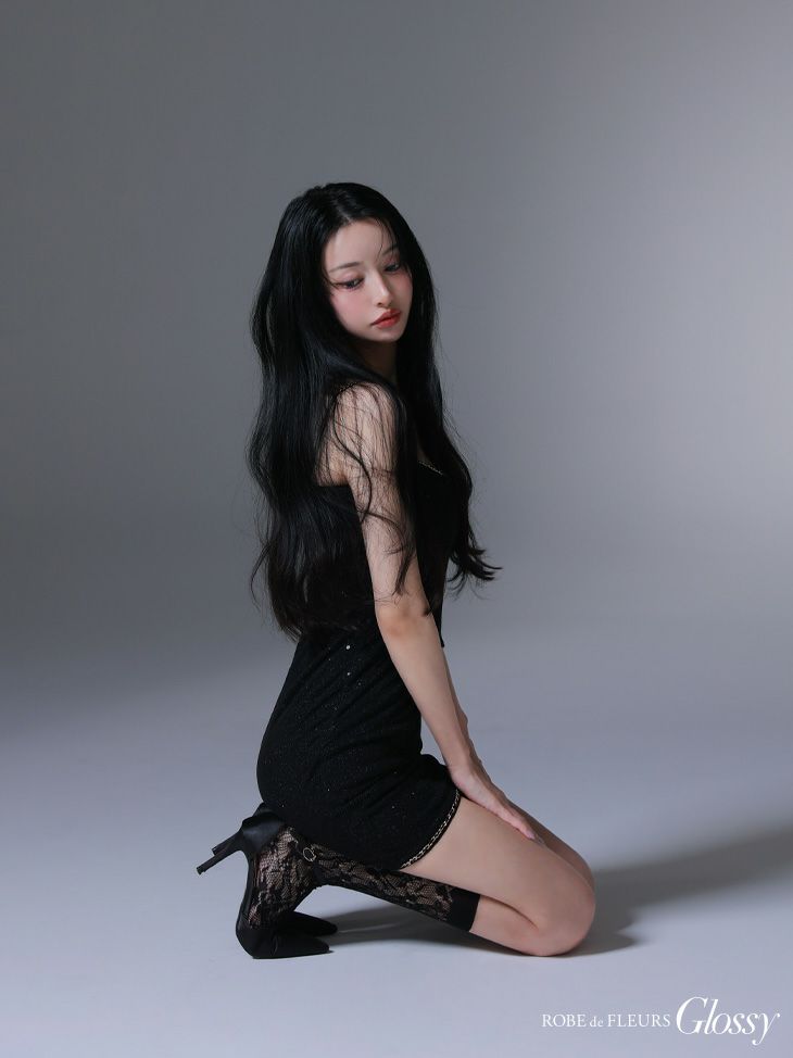 Glossy ローブドフルールグロッシー ラメチュールバストカットキャミミニキャバドレス gl3940-c