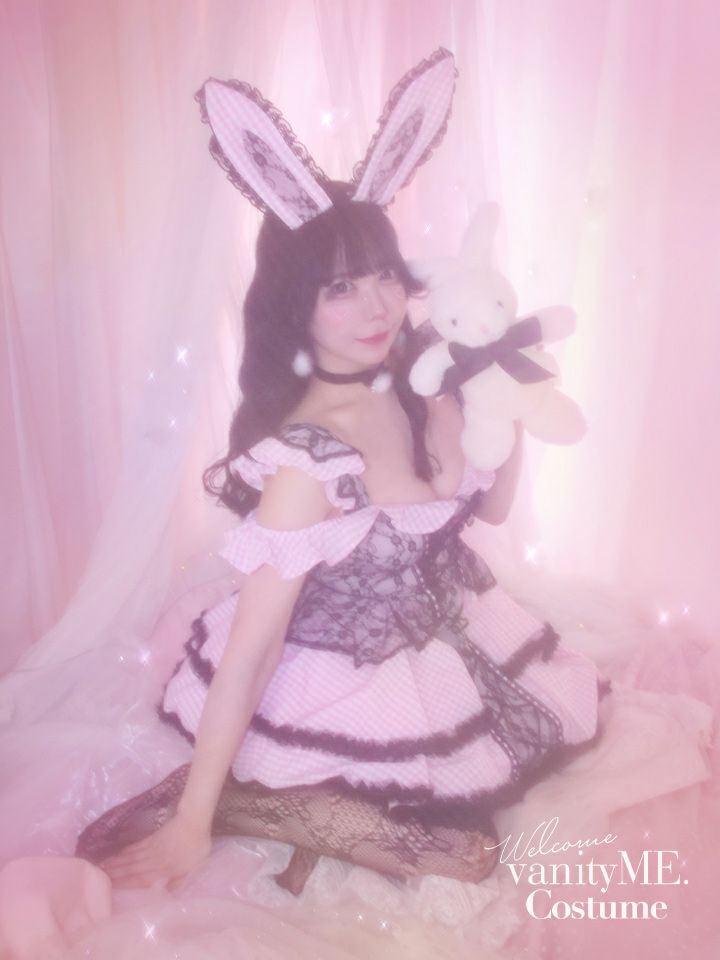 【4点セット】いたずらうさぎのギンガムチェックドレス ピンク vcsbn-250219-1